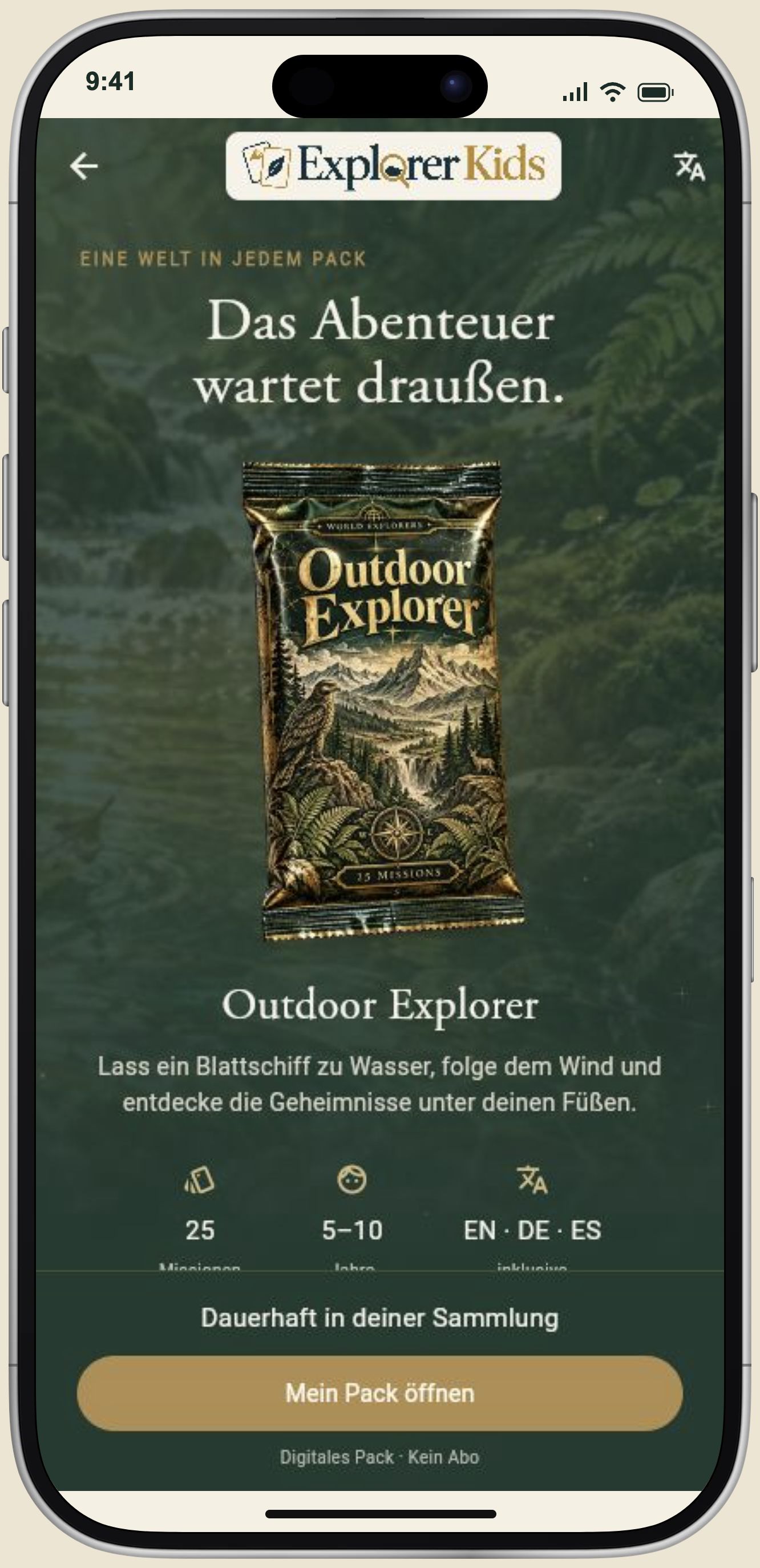 Explorer Kids App im iPhone-Mockup